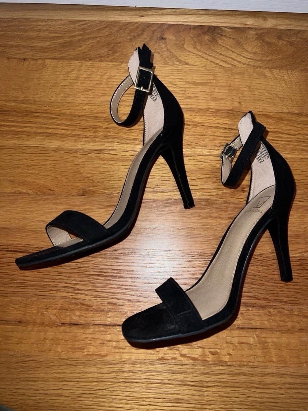 Material Girl Black Suede Heel Sandal Size 6.5 Womens
